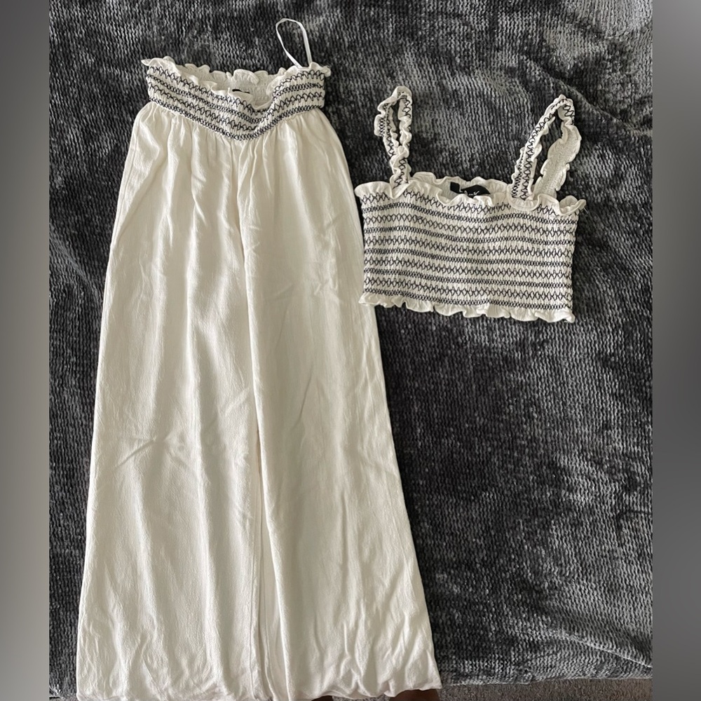 Lulus Black and White Top and Pants Set